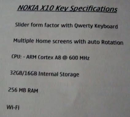 Nokia X10 Titkos mobil: Nokia X10