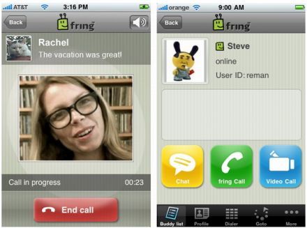 Fring for iPhone Videóhívás iPhone és iPod Touch-on is