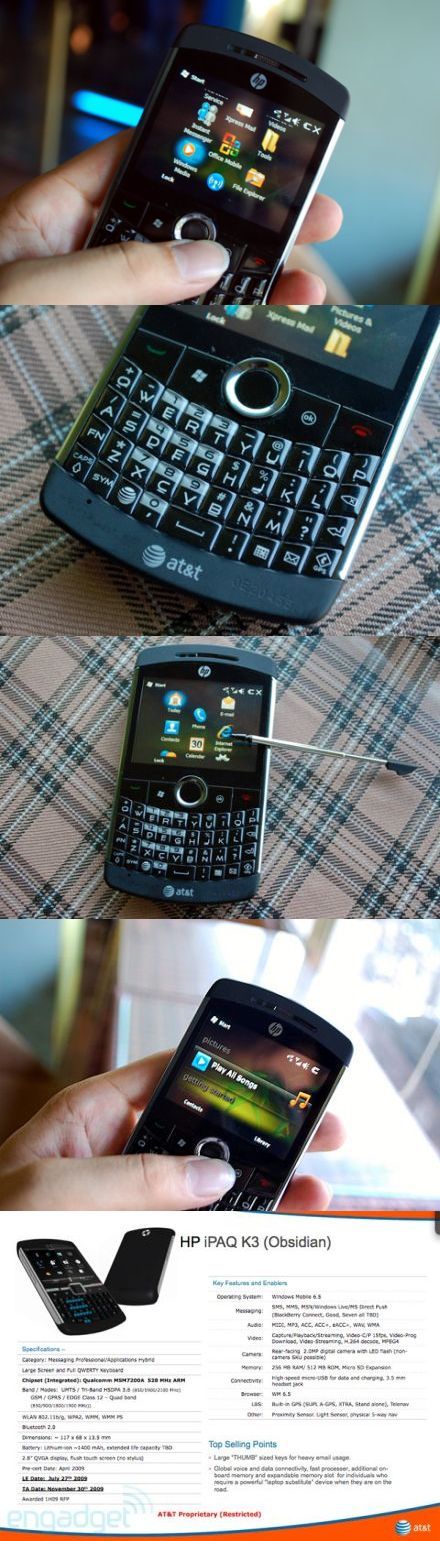 HP iPAQ K3 Obsidian AMOLED kijelzõs HP okostelefon érkezik