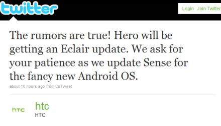 HTC Hero Twitter Ez igen: HTC Hero a legújabb Androiddal!