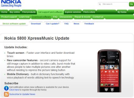 Nokia 5800 Érkezik az új Nokia 5800 firmware