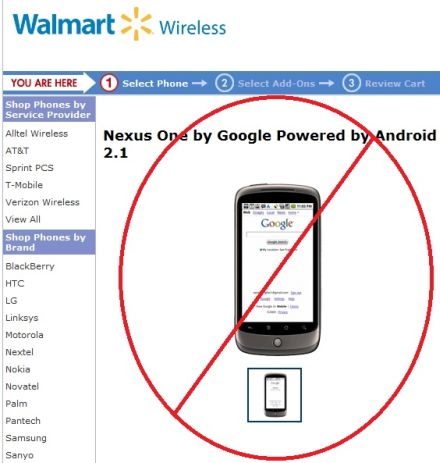Walmart Nexus One A Walmartnak nem kell a Google mobilja