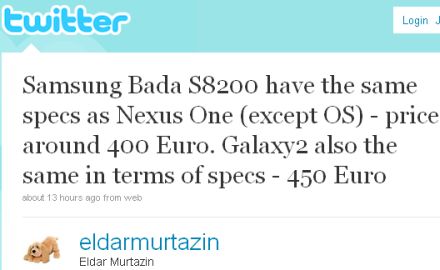 Twitter Samsung Bada mobil hamarosan