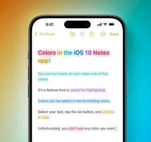 Az iOS 18 Notes appban már szövegkiemelés is használható