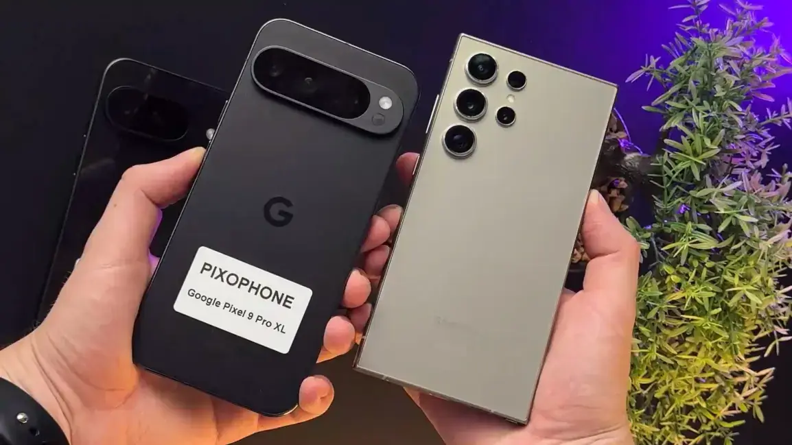 Egymás mellett a Google Pixel 9 Pro XL és a Samsung Galaxy S24 Ultra