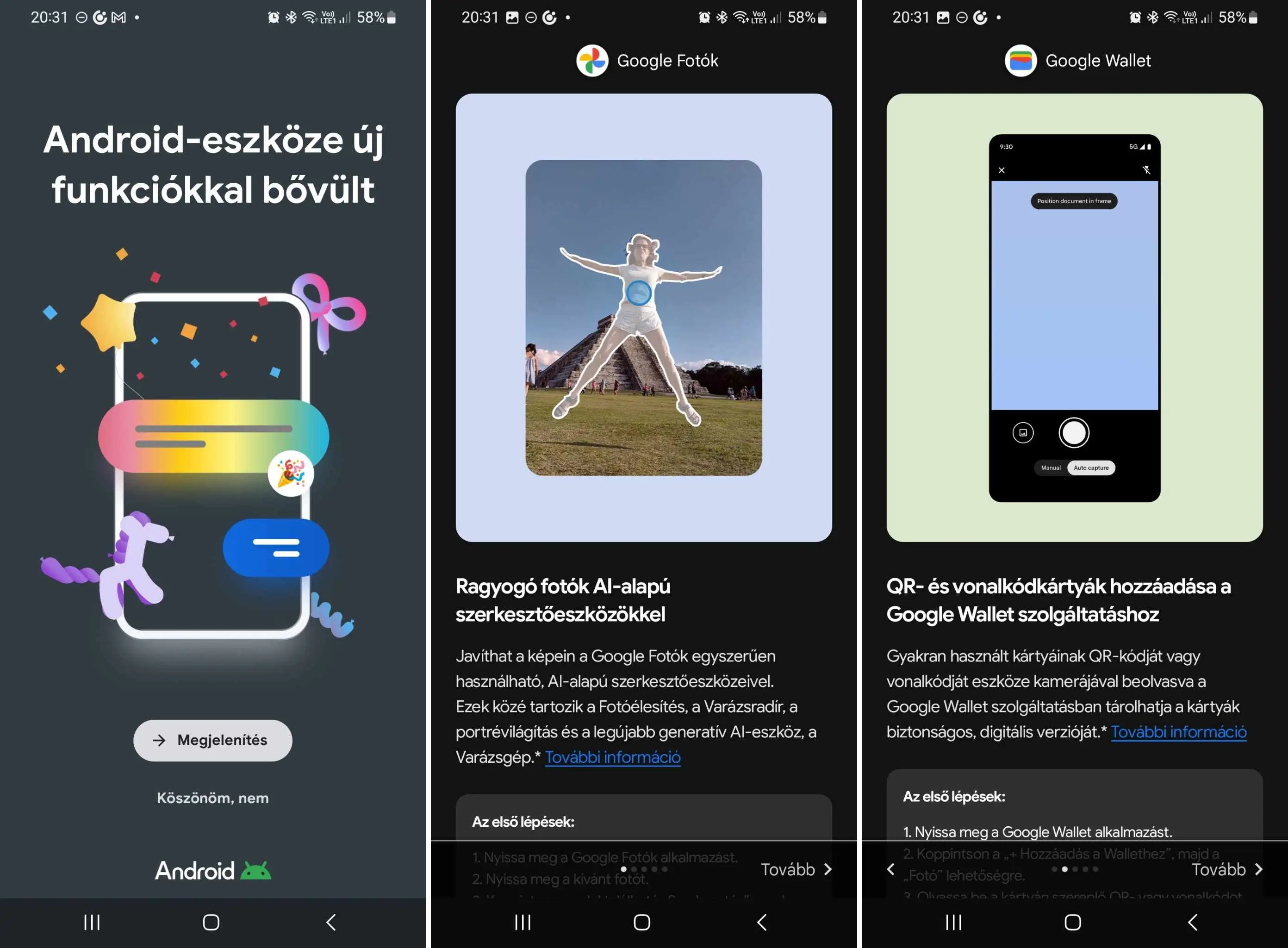 A Google „Android-eszköze új funkciókkal bővült” értesítést küld