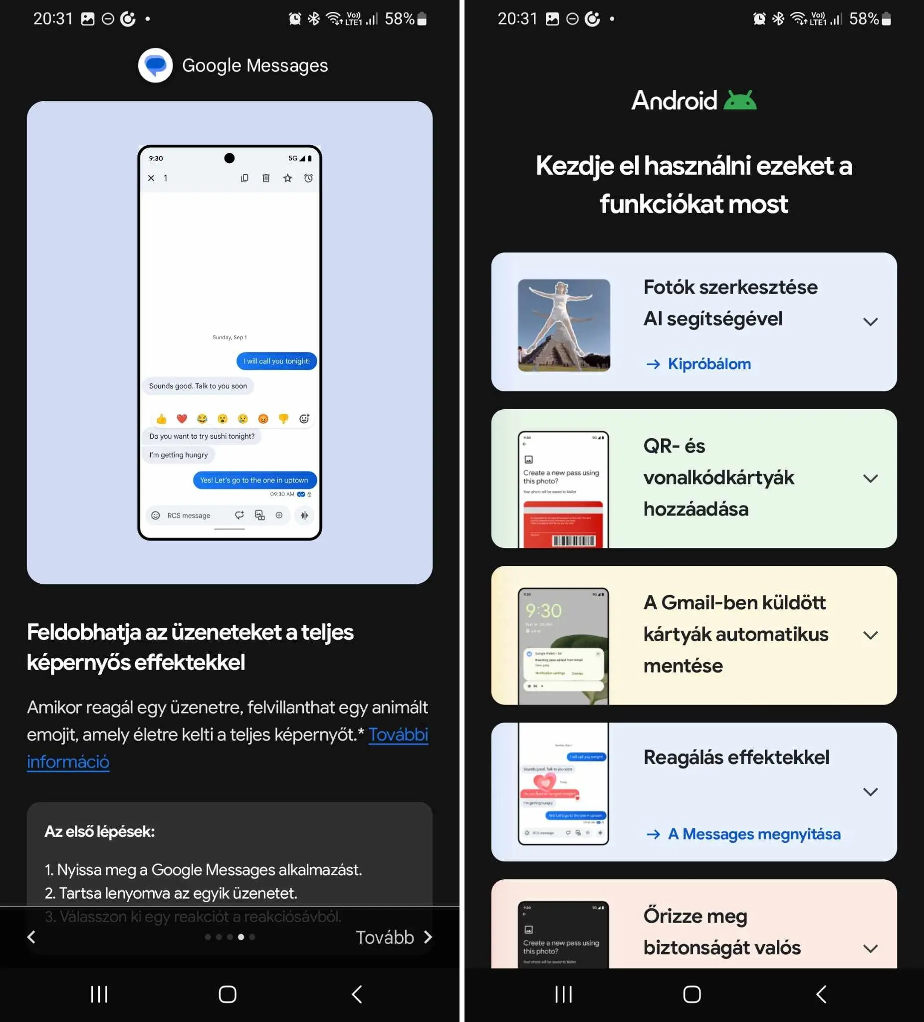 A Google „Android-eszköze új funkciókkal bővült” értesítést küld